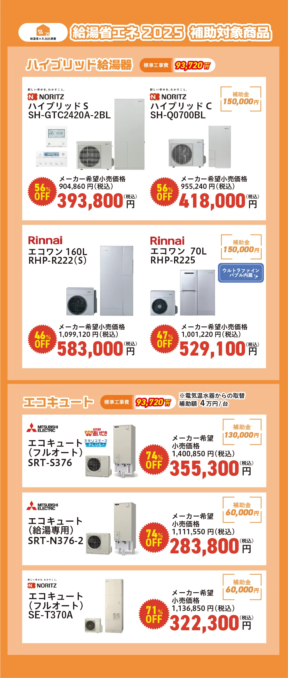給湯省エネ2025 補助対象商品