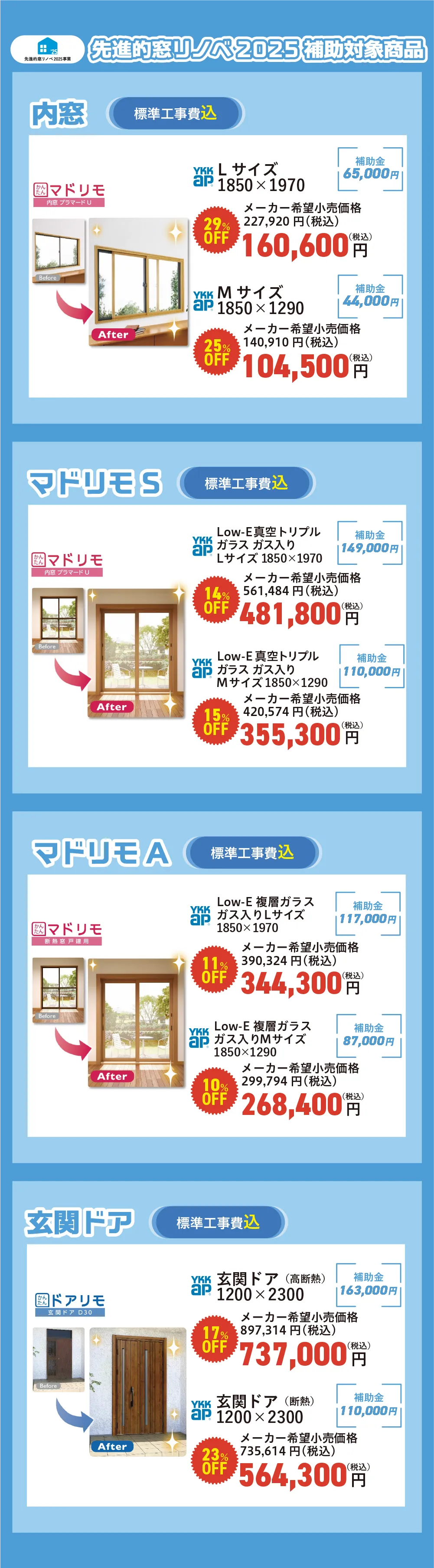 先進的窓リノベ2025補助対象商品